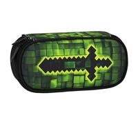 sarcia.eu Pixel COMPARTMENTAL School Pencil case for Gamer, Pouch, Oval Shape for Boys, 22x10x5cm (Pixel Compartmental)