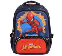 sarcia.eu School backpack STRENGTHENED for boy with reflectors THREE COMPARTMENT, football, black-green 40x29x20cm, 23l (Navy blue Spider-Man)