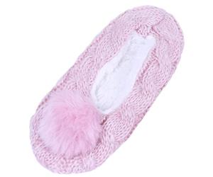sarcia.eu Warm Pink Fluffy Pom Pom Slippers Sliders 4/6 UK