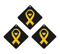 Sarcoma C-ancer Awareness Yellow Ribbon 3 PCS Car Air Freshener Hanging Aromatherapy Tablets Automotive Ornament for Auto Room Bathroom Bedside Rhombus