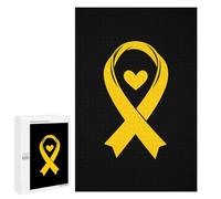Sarcoma C-ancer Awareness Yellow Ribbon Wooden Jigsaw Puzzles for Adults Funny Brain-Teasing Game Idea Puzzle Gift