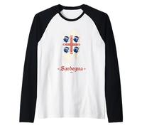 Sardegna Map Four Moors Sardinia Italy Pride Design Raglan Baseball Tee
