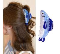 Sardine Hair Claw Clip Summer Ocean Acetate Hair Clips Large Acrylic Blue Fish Hair Jaw Catch Barrettes Strong Hold Nonslip Hair Barrettes Cute Sardine Hair Decoration Accessories for Thick Thin Hair