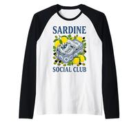 Sardine Social Club Funny Tinned Fish Martini Cocktail Raglan Baseball Tee