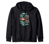 Sardine Summer Tin Fish Coastal Grandma Retro Beach Life Tee Zip Hoodie