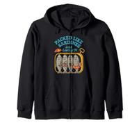 Sardine Summer Tin Fish Coastal Grandma Retro Beach Life Tee Zip Hoodie