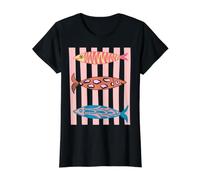 Sardine Tinned Fish Retro Pop Art Mediterranean Summer Value Graphic T-Shirt, Women, Black, M