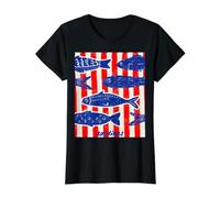 Sardine Tinned Fish Retro Pop Art Mediterranean Summer Value Graphic T-Shirt, Women, Black, S