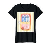 Sardine Tinned Fish Retro Pop Art Mediterranean Summer Value Graphic T-Shirt, Women, Black, XS
