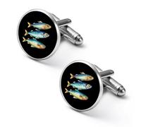 Sardines Fish Mens Classic Cufflinks Custom Shirt Cuff Links Jewelry Accessories for Business Wedding 0.7" 0.8"