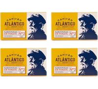 Sardines in Tomato Sauce - Pack of 4 x 120g - Portuguese Canned Fish - Whole Sardines in Rich Tomato - Traditional Preserved Seafood Ready to Eat