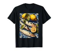 Sardines Lemons Mediterranean Tile Art Summer Vibes Coastal T-Shirt