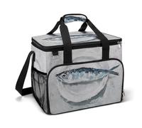 Sardines on A White Plate Vintage Camping Cooler Bag Insulated Beach Coolers Portable Leak Proof Bags with Shoulder Strap