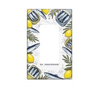 Sardines Single Rocker Light Switch Cover, Coastal Vintage Lemon Olive Summer Blue Plastic Standard Size Accents Wall Switch Plates for Bedroom Bathroom Kitchen Entrance Decor