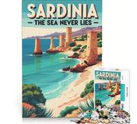 Sardinia Crystal Sea Vintage 1000 piece jigsaws | 50x75cm Difficult Challenge Interesting stress reduction Enhance love between couples