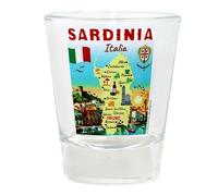 Sardinia Italy Map and Attractions Collage Shot Glass