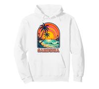 Sardinia Italy, Retro Beach Sunset, Palm Trees, and Ocean Pullover Hoodie