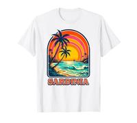 Sardinia Italy, Retro Beach Sunset, Palm Trees, and Ocean T-Shirt