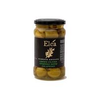 Sardis Estate Kalamata Green Olives Stuffed with Jalapeno Peppers - Spicy Gourmet Snack, Authentic Greek Olives, 180g Drained Weight, No Additives or Preservatives
