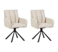 Set of 2 Dining Chairs Swivel SARDOAL Fabric Beige