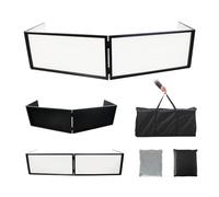 Sardoxx DJ Booth DJ Facade Portable DJ Event Booth Foldable Cover Screen Metal Frame Booth Front Board Video Light Projector Display Scrim Panel w/Travel Bag Black White Scrims