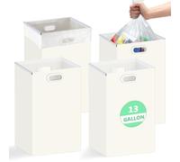 SARDVISA 13 Gallon Disposable Trash Cans with Handles, Extra Large Portable Collapsible Garbage Cans with Waterproof, Recycled Reusable Recycling Bins for Party Events Camping, White, 4 Packs