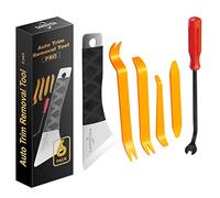 SARDVISA Auto Trim Removal Tool Set, Plastic No Scratch Body Removal Tool Kit with Stainless Steel Metal Pry Board, Car Body Removal Tools for Door Panel, Dashboards, Clips, Baseboard (6Pcs)