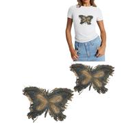 Sarefii Iron on Patches for Clothes Denim Butterfly Self Adhesive Sew on Embroidered Patches DIY Bags Hats Jeans T-Shirt(A Butterfly Blue 2Pcs)