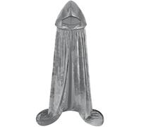 Sarfel Hooded Cloak Velvet Cape with Hood Halloween Capes Women Witch Costume Vampire Cloak Wizard Robe Men Cosplay Costume, Silvery Grey, Large