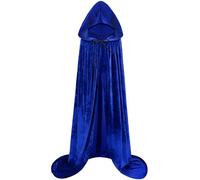 Sarfel Hooded Cloak Velvet Cape with Hood Halloween Capes Women Witch Costume Vampire Cloak Wizard Robe Men Cosplay Costume, Royal Blue, XL