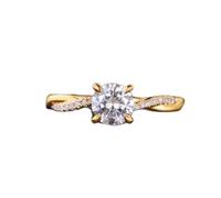 SARGE Delicate 14k Gold Twisted Engagement Diamond Ring Infinity Solitaire Moissanite Diamond Half Eternity Ring Women Promise Ring