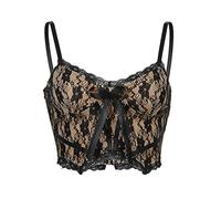 SARGE Goth Aesthetic Lace Crop Tops Women Back Zip Up Dark Academia Girl Clothes Double Layer V Neck Sexy Cami Top