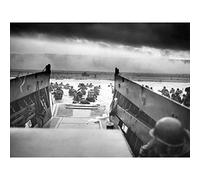 Sargent WWII War US Soldiers Into Jaws Death D-day 1944 Photo Large XL Wall Art Canvas Print