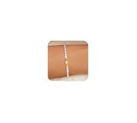 Sargetou Gold Bracelets for Women,14K Gold Plated Trendy Heart Pearl Bracelet Stackable Waterproof Dainty Bracelets Jewelry Gift for Women, 4 UK, Brass, no gemstone