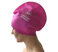 Sargoby Fitness Long hair swimming cap for kids Use to protect Dreadlocks Braids Locs from getting splashed (Pink, Small)