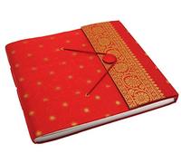 Sari Fabric Cover Photo Album Large | Red | 30 Pages to fit 120 6x4 or 60 7x5 Photos | Fair Trade & Handmade | Scrapbooking and Crafting Picture Album