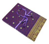 Sari Fabric Writing Set | Purple | 20 Sheets of Recycled Paper and 10 Envelopes | Letter Writing Stationery Sets | 17cm x 23.5cm | Fair Trade and Handmade for Men and Women