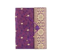 Sari Journal Large 14cm x 18.5cm - Purple - Unlined Recycled Paper - Elastic Closure - Notebook and Diary - Indian Stationery Gift - For Men Women Students - Sari Fabric