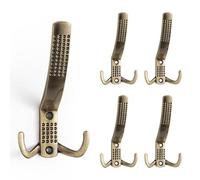 SARIHOSY Antique Brass Coat Hooks - Wall Mounted Clothes Hooks, Brushed Antique Brass Towel Hooks, Gold Coat Pegs