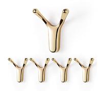 SARIHOSY Gold Bathroom Single Towel Hook, Kitchen Garage Coat Hook Y-Shaped, Wall Fixing Screws Easy to Install, 5-Piece Set Heavy Duty Robe Hooks for Wall