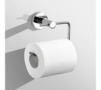 SARIHOSY Square Toilet Roll Holder - Grey Chrome Free Standing and Self Adhesive - White and Silver Bathroom Accessories - Stick on Towel Holder