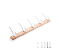 SARIHOSY Wooden Shelves with Hooks, Wood and Brass Coat Hooks Door, Coat Knobs Wooden White, Copper Key Holder, Antique Brass Hooks, Brushed Brass Towel Hook