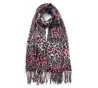 Sarim Collection Womens Girls Leopard Printed Scarves Soft Touch Tassel Scarf Ladies Trendy and Warm Italian-Made Scarf One Size Pink