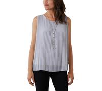 Sarim Collection Womens Ladies Italian Pleated Necklace Top Lined Chiffon Front Sleeveless Blouse Top with Pendant One Size UK 8-16 Grey