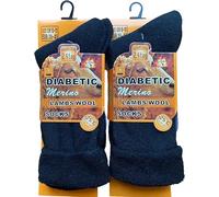 SARIMON 2 Pairs Men’s Diabetic Merino Wool Thermal Socks Extra Warm 2.4 TOG UK- Wool Blend Winter Socks For Walking, Hiking and Outdoor Activates Size 6-11 (Black)