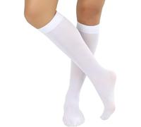 SARIMON 3 Pairs Womens Pop Socks Knee High Trouser Socks Opaque (UK, Alpha, One Size, Regular, Regular, White (3 Pairs))