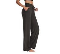 Sarin Mathews Womens Yoga Sweatpants Wide Leg High Waisted Lounge Pajamas Pants Comfy Workout Loose Pants with Pockets, Chocolate, Medium