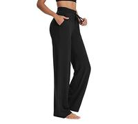 Sarin Mathews Womens Yoga Sweatpants Wide Leg Lounge Pajamas Pants Comfy Drawstring Workout Joggers Pants with Pockets, 01-black, Large