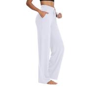 Sarin Mathews Womens Yoga Sweatpants Wide Leg Lounge Pajamas Pants Comfy Drawstring Workout Joggers Pants with Pockets, 011-white, Large