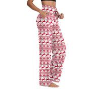 Sarin Mathews Womens Yoga Sweatpants Wide Leg Lounge Pajamas Pants Comfy Drawstring Workout Loose Pants with Pockets, Z_christmas/Reindeer-red, Large